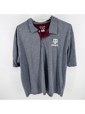 Champion Texas A&M Aggies Polo Shirt Heather Gray XL Short Sleeve WHOOP!